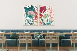 Pamono Romina Milano, Large Diptych of Exotic Flowers, 2025, Acrylic Painting and India Ink on Watercolor Paper> Work On Paper