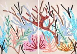 Discount Pamono Romina Milano, Pastel Coral Reef in Pink Diptych, 2025, Gouache on Paper