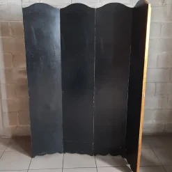Best Pamono Room Divider in Black Wood with Painted Landscape, 1980s