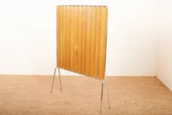 Clearance Pamono Room Divider in Chrome-Plated Tubular Steel Frame with Plate Ends & Ash Panels