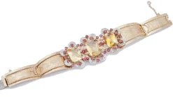 Pamono Rose and White Gold Bracelet with Topaz, Garnet and Diamond> Bracelets