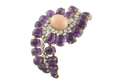 Pamono Rose and White Gold Bracelet with Amethysts and Diamonds> Bracelets