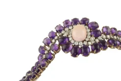Pamono Rose and White Gold Bracelet with Amethysts and Diamonds><noscript><img width=