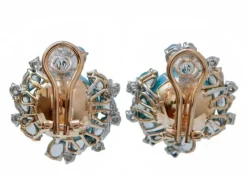 Clearance Pamono Rose and White Gold Earrings with Magnesite, Diamonds and Topazs, Set of 2
