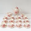 Pamono Rose Chintz English Coffee Service from Johnson Bros, 1980s, Set of 27> Coffee & Tea Service