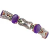 Pamono Rose Gold and Silver Bracelet with Amethysts and Emeralds> Bracelets