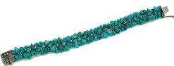 Online Pamono Rose Gold and Silver Bracelet with Diamonds and Turquoise