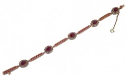 Hot Pamono Rose Gold and Silver Bracelet with Rubies and Diamonds