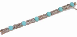 Clearance Pamono Rose Gold and Silver Bracelet with Turquoise and Aquamarine