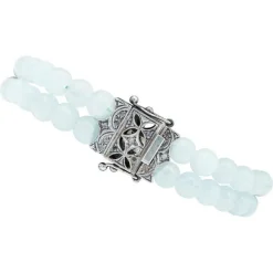 Pamono Rose Gold and Silver Bracelet with Aquamarine and Diamonds