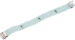Pamono Rose Gold and Silver Bracelet with Aquamarine and Diamonds