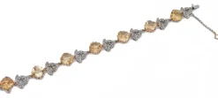 Pamono Rose Gold and Silver Bracelet with Diamonds and Yellow Topaz> Bracelets