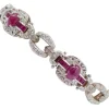 Pamono Rose Gold and Silver Bracelet with Rubies and Diamonds