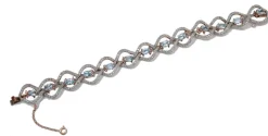 Pamono Rose Gold and Silver Bracelet with Aquamarine Color Topaz and Diamonds> Bracelets