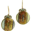 Pamono Rose Gold and Silver Dangle Earrings with Painted Hard Stones, Emeralds and Diamonds, Set of 2> Earrings
