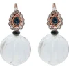 Hot Pamono Rose Gold and Silver Earrings with Rock Crystal, Onyx, Diamonds and Sapphires, Set of 2