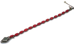 Discount Pamono Rose Gold and Silver Snake Bracelet with Coral and Diamonds