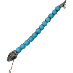 Clearance Pamono Rose Gold and Silver Snake Bracelet with Magnesite and Stones