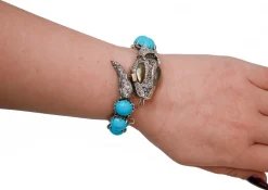Clearance Pamono Rose Gold and Silver Snake Bracelet with Magnesite and Stones