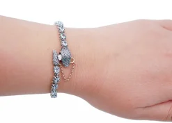 Best Pamono Rose Gold and Silver Snake Bracelet with Diamonds, Topaz and Tsavorite