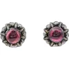 Sale Pamono Rose Gold and Silver Stud Earrings with Diamonds and Garnets, Set of 2