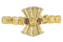 Pamono Rose Gold Bracelet with Diamonds, Rubies & Yellow Topaz> Bracelets