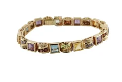 Hot Pamono Rose Gold Bracelet with Yellow and Blue Topaz
