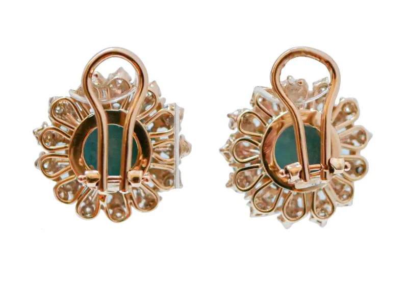 Pamono Rose Gold Earrings with Magnesite, Topazs and Diamonds, Set of 2> Earrings