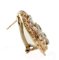 Hot Pamono Rose Gold Earrings with Tourmalines and Diamonds, Set of 2
