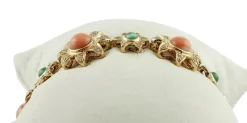 Best Pamono Rose Gold Flower Bracelet with Diamonds and Emeralds