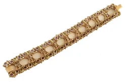 Pamono Rose Gold Link Bracelet with White Diamonds and Amethysts><noscript><img width=
