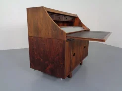 Best Pamono Rosewood and Leather Tambour Writing Desk by Gianfranco Frattini for Bernini, Italy, 1964