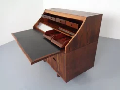 Best Pamono Rosewood and Leather Tambour Writing Desk by Gianfranco Frattini for Bernini, Italy, 1964