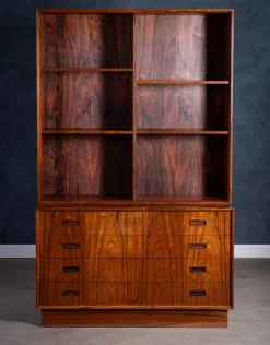 Pamono Rosewood Bookcase with Drawers by Poul Hundevad, Denmark, 1960s><noscript><img width=