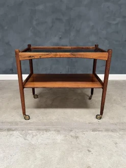 Pamono Rosewood Rolling Cart with Black Formica Top, 1960s><noscript><img width=