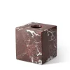 Pamono Rosso Lepanto Marble Square Tissue Box by Royal Bee Design> Trunks, Crates & Baskets