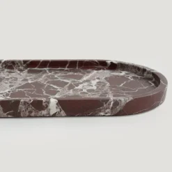 Pamono Rosso Levanto Marble Oval Tray from Kiwano Concept> Tabletop|Trays