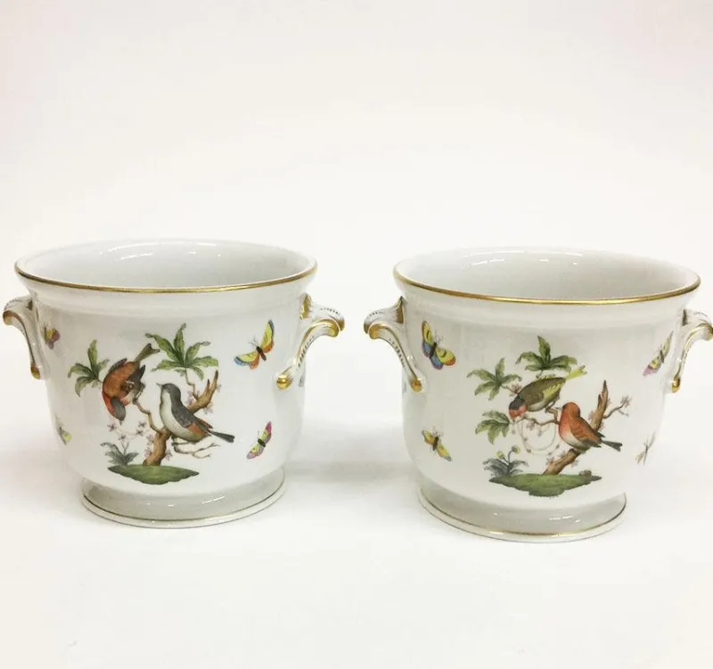 Hot Pamono Rothschild Porcelain Cachepots from Herend, Set of 2