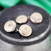 Discount Pamono Round and Concave Gold Cufflinks with Zirconia, Set of 2