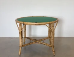 Online Pamono Round Bamboo Game Table, 1970s