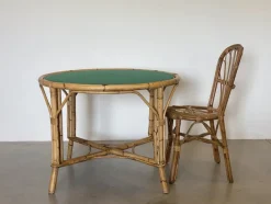 Online Pamono Round Bamboo Game Table, 1970s