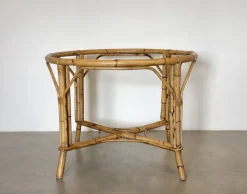 Online Pamono Round Bamboo Game Table, 1970s