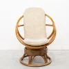 Pamono Round Bamboo Swivel Armchair, 1970s> Office Chairs