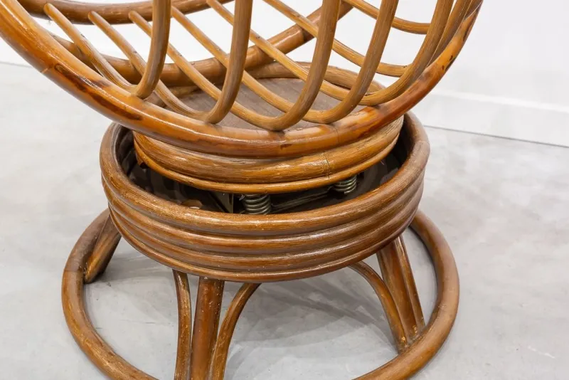 Pamono Round Bamboo Swivel Armchair, 1970s> Office Chairs