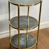 Clearance Pamono Round Bronze Sellette Table with Triple Eglomised Mirror Tops by Maison Baguès