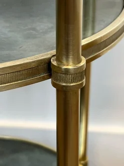 Clearance Pamono Round Bronze Sellette Table with Triple Eglomised Mirror Tops by Maison Baguès