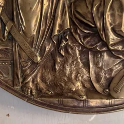 Clearance Pamono Round Bronze Wall Plaque, 1800s