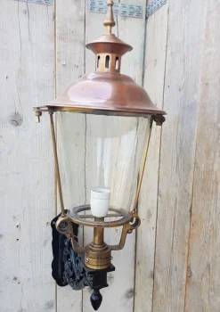 Pamono Round Cast Iron and Copper Wall Lantern><noscript><img width=
