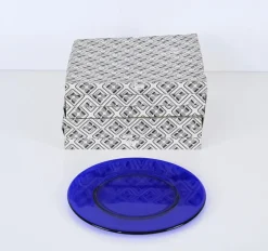 Online Pamono Round Cobalt Blue Murano Glass Dinner Plates, Italy, 1980s, Set of 6