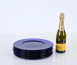 Online Pamono Round Cobalt Blue Murano Glass Dinner Plates, Italy, 1980s, Set of 6